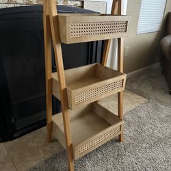 Small two-toned Three tiered rattan bookshelf / ladder