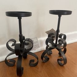 Brand New Set Of 2 Candle Votive Holder Black Metal 111” 10” Dia