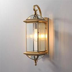 Large Outdoor Wall Lights 20Inch Copper Exterior Light Fixture Waterproof Wall Lantern Oil Rubbed Brass Porch Light Sconces for Porch & Patio Garage E