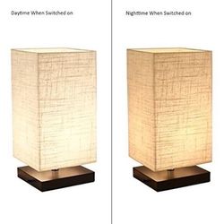 Minimalist Wood Desk Lamp | Table Lamp with Fabric Shade Modern Bedside Lamp