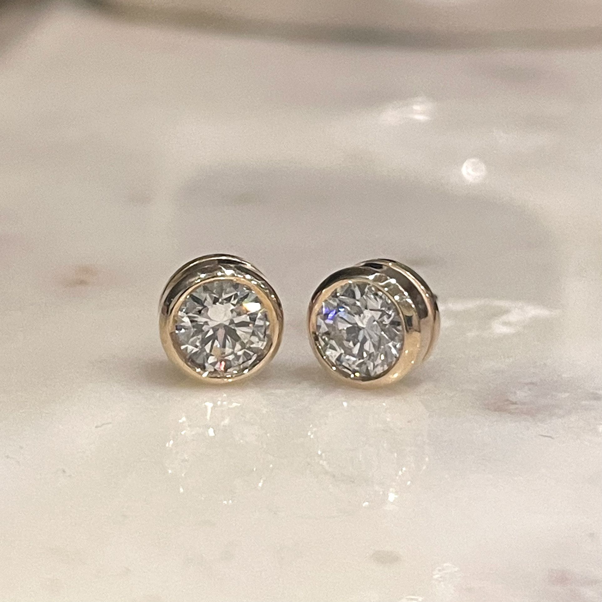 14K Yellow Gold Bezel-Set Lab Grown Diamond Stud Earrings