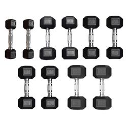 Rubber Coated Dumbbell Set 5–25 lb (Brand New, In Boxes!)