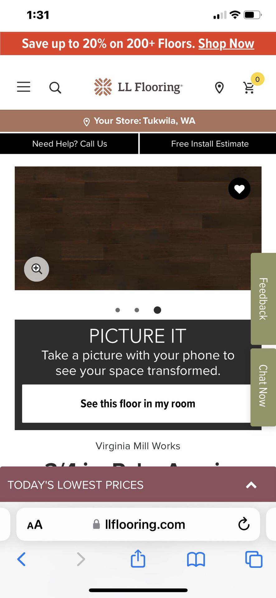 Virginia Mill Works Prefinished Solid Hardwood Flooring. $130 per box