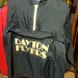 Vintage Dayton Flyers Champion Pullover Windbreaker Jacket Front Zipper Pocket Pouch Size Large