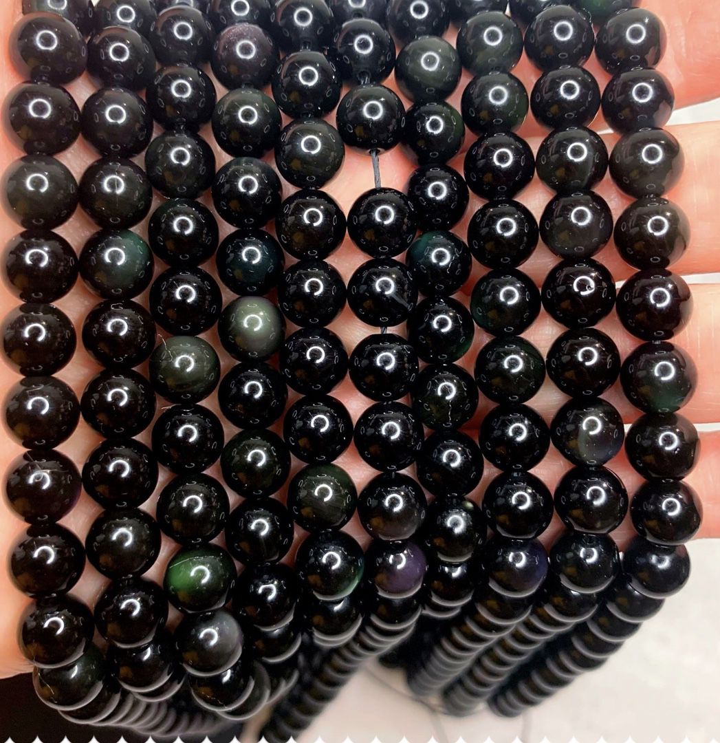 Obsidian Rainbow Eye 8mm Loose Beads (1 Strand 15”-16