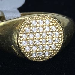 $275 Yellow Gold W Zirconia Signet Ring 