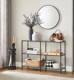 Vasagle Black Metal Frame With Glass Modern Console Table