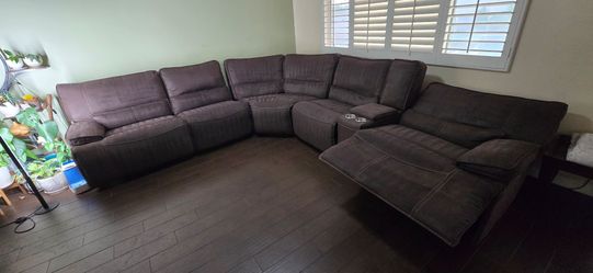 Dark brown electric reclining sectional sofa