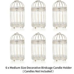 6 medium size decorative bird cage candle holder
