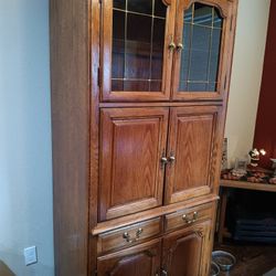 Oakwood China Cabinet W/ Electric Outlets 