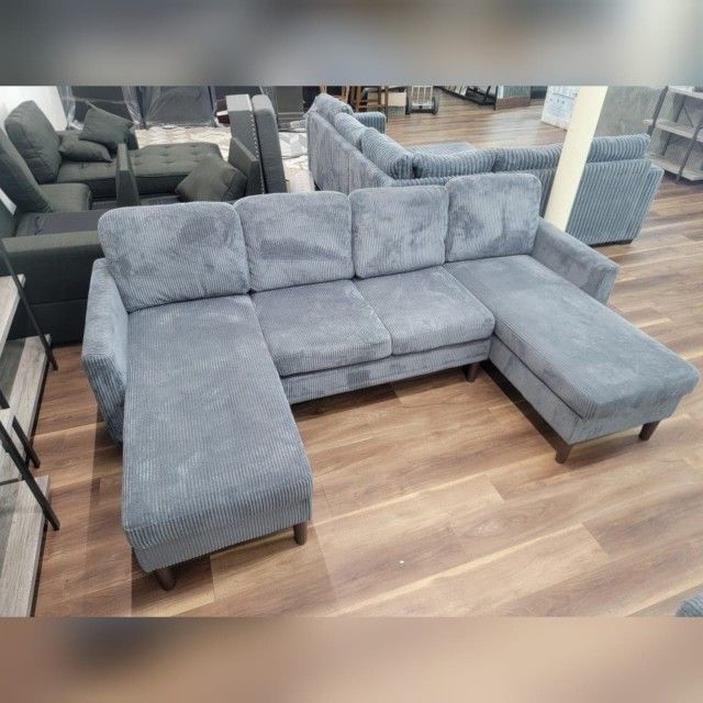 Corduroy double chaise sectional sofa