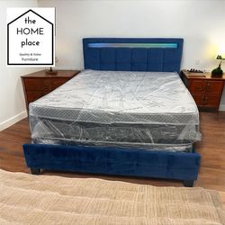 BRAND NEW QUEEN LED BED FRAME WITH MATTRESS & BOXSPRING! FAST DELIVERY 🚚 