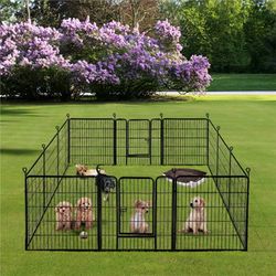 32inch 12 Panel Portable Pet Playpen Dog Exercise Fence,Black