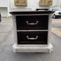 Rustic End Table With Storage 