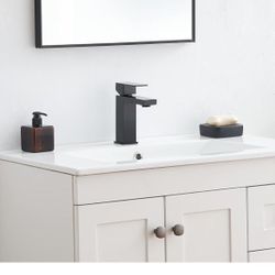 Black Single Hole Bathroom Faucet, Black Vanity Faucet F15B $40