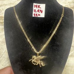 14K Solid Gold Chain and Pendant For Wedding 11.4Gr 22 Inches Long 