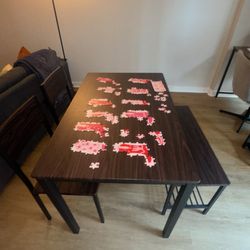 Dining table with 2 chairs and bench