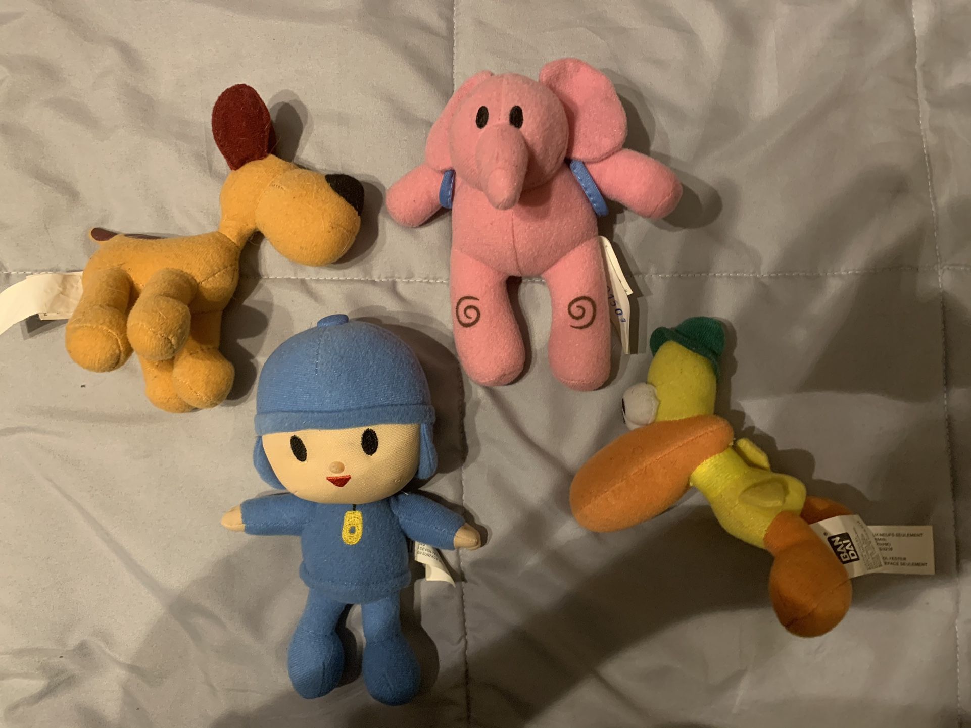 Pocoyo Plushies Set Pocoyo ,Pato,Elly And Loula  5 To 6 Inches High