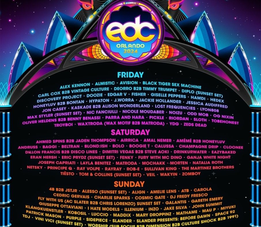 EDC. 4 Tickets GA FOR 3 DAYS