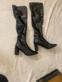 Black Over-the-Knee Heeled Boots