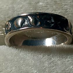 Rare Vintage Retired James Avery Sterling Silver Seashell Band Ring Women's Size 5.5 