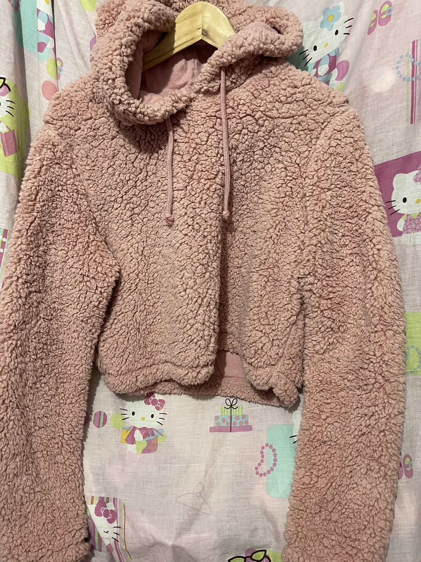 Hollister pink sherpa hoodie 