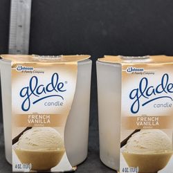 2 Glade Candle Jar, Air Freshener, French Vanilla 4 Oz NOS 2011