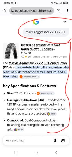MAXXIS DD 29X2.30 NEW $60
