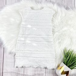 Zara Girls 7 White Embroidered Shift Dress Summer Spring Party