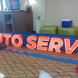 Auto Service Center Neon Red Sign.