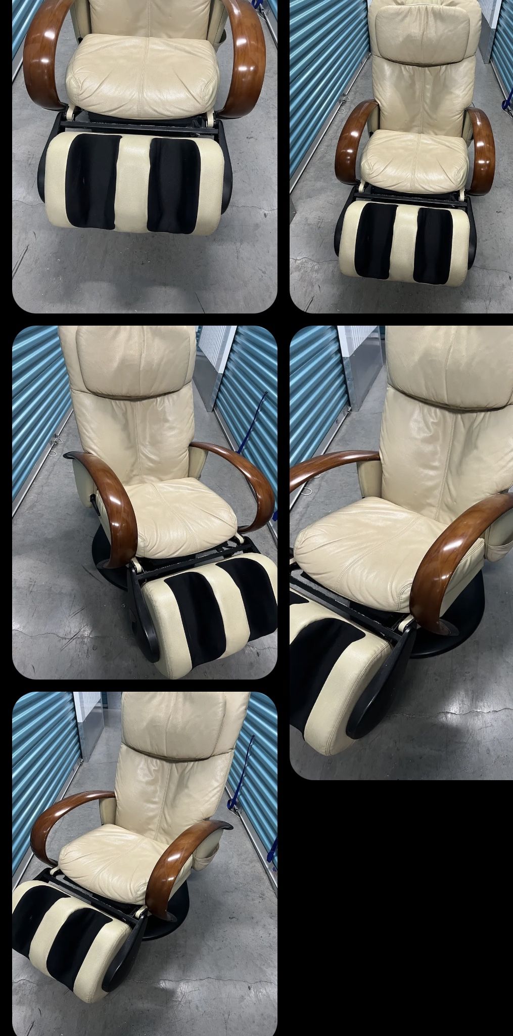 Human Touch HT-120 / HTT-10CRP Roller Massage Chair Recliner Cream Leather As IS The chair does not function the power cord and the hand massage contr