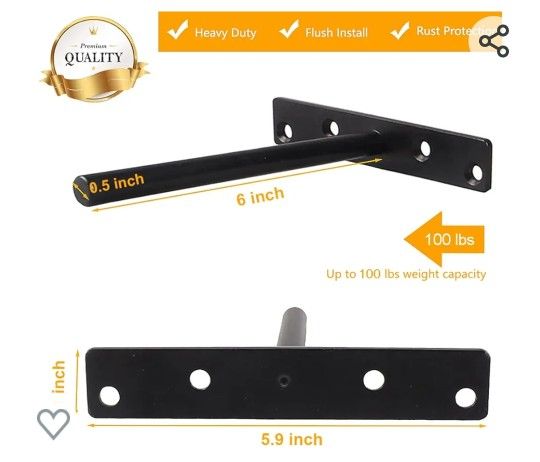 Heavy Duty Floating Shelf Bracket (6 Pack)