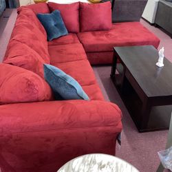 🇺🇸HUGE Furniture Blowout Sale!🇺🇸 Brand New Red Microfiber Sectional! $50 Down Takes It Home Today!