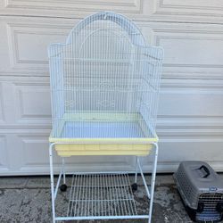 Bird Cage On Roller Stand