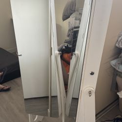 Full-Length Mirror Jewelry Cabinet – White – Great Condition!