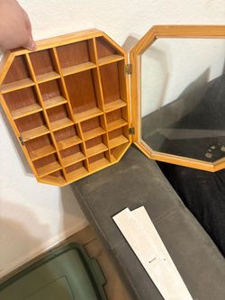 Octagonal Wood Display Case with Glass Door