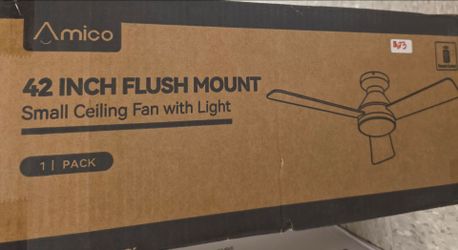 Amico 42 inch Flush Mount Small Ceiling Fan with Light