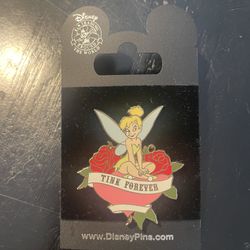 Disney Pin Tinkerbell Heart Red Roses Tattoo Look Tink Forever