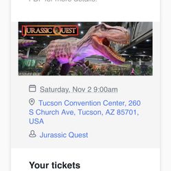 JURASSIC QUEST TICKETS
