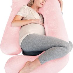 Pregnancy Pillows, Soft U-Shape Maternity Pillow with Removable Cover - Full Body Pillows for Adults Sleeping - Pregnancy Must Haves - Jumbo 57 Inch