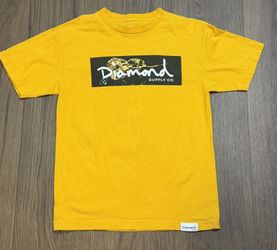 Diamond Supply Co Mens Medium Yellow Animal Box Logo Skate T Shirt #15B