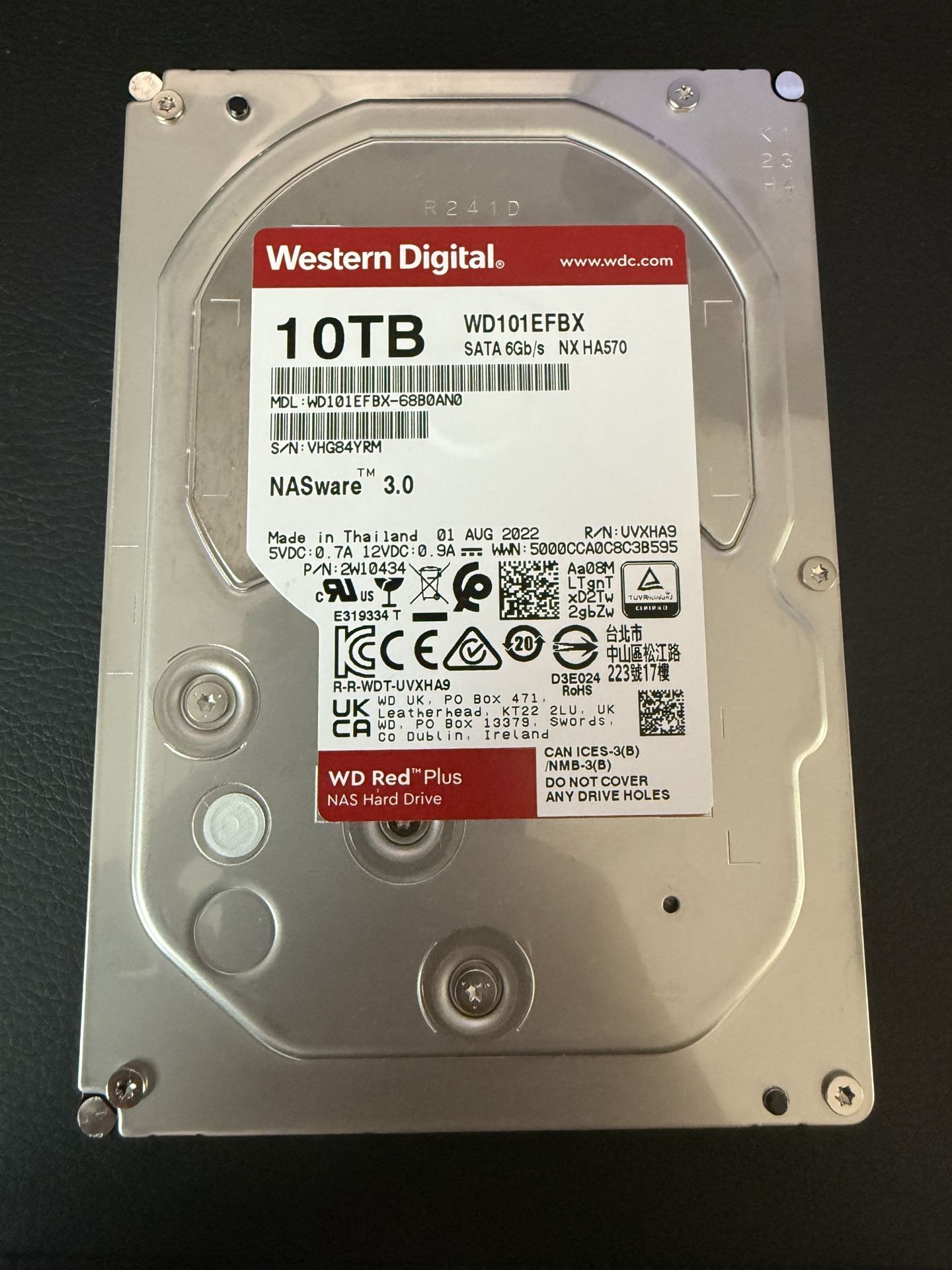 (4) Western Digital Red plus 10TB Drives