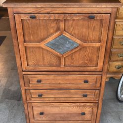 Mission Style 3 Drawer Drop Front Storage Desk Dresser Chest