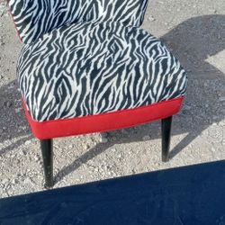 Red & Zebra Print Cloth Covered Accent Chair 
