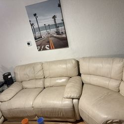 White Pleather Reclining Couch 