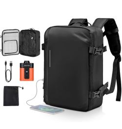 VEVOR Vacuum Travel Backpack, 35L, Vacuum Seal Compression Travel Backpack with Air Pump, Multiple Pockets & Compartments, Water-Resistant Carry-On Su