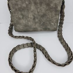 Olive Green ANTHROPOLOGIE Bag Purse Crossbody Braid Strap Boho Faux Leather