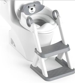 Rabb 1st® Potty Training Seat, Toddler Toilet Seat for Kids Boys Girls, 2 in1 Potty Training Toilet with Step Stool, 6 Adjustable Height, Splash Guard