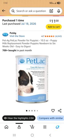 PetLac Puppy supplement milk formula