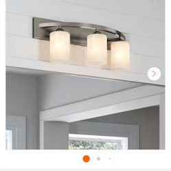 Moonlight 24-in. 3-Light Brushed Nickel Bathroom Vanity Light Fixture with Frosted Glass